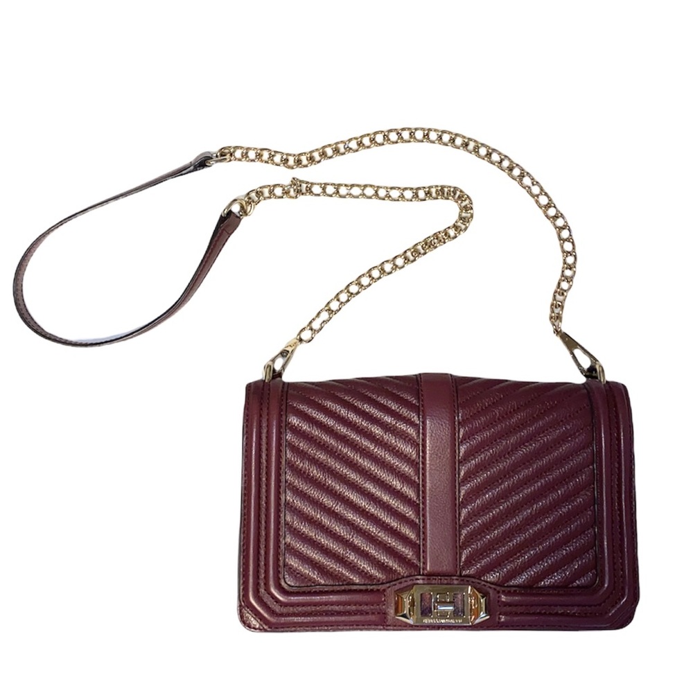 Rebecca Minkoff Chevron Quilted Love Crossbody - Burgundy/Maroon